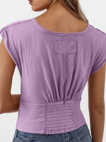 Deep V-Neck Cropped T-Shirt Trendsi 2e6d9bc21b1a4946ae56c2f1e77e5f08-Max-Origin