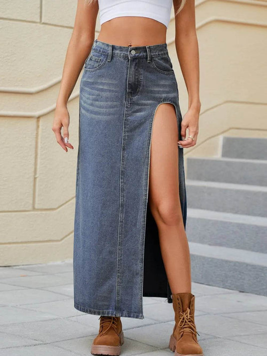 Slit Buttoned Denim Skirt with Pockets Medium Trendsi 2e731d62-6e1b-4f2d-bf84-fb079ad191b5-Max
