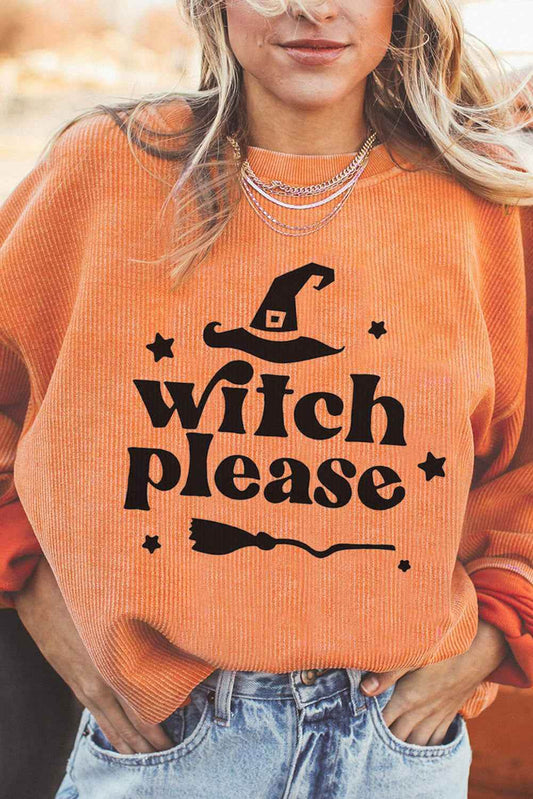 WITCH PLEASE Graphic Dropped Shoulder Sweatshirt Trendsi 2e9676a68b304e0d96e275541b37877a-Max