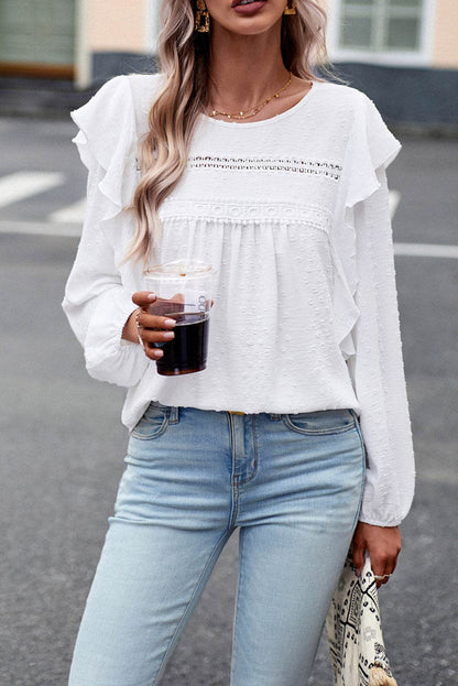 Round Neck Ruffled Blouse White Trendsi 2eb31f76b9164e669ae30a6d0657ad0e-Max