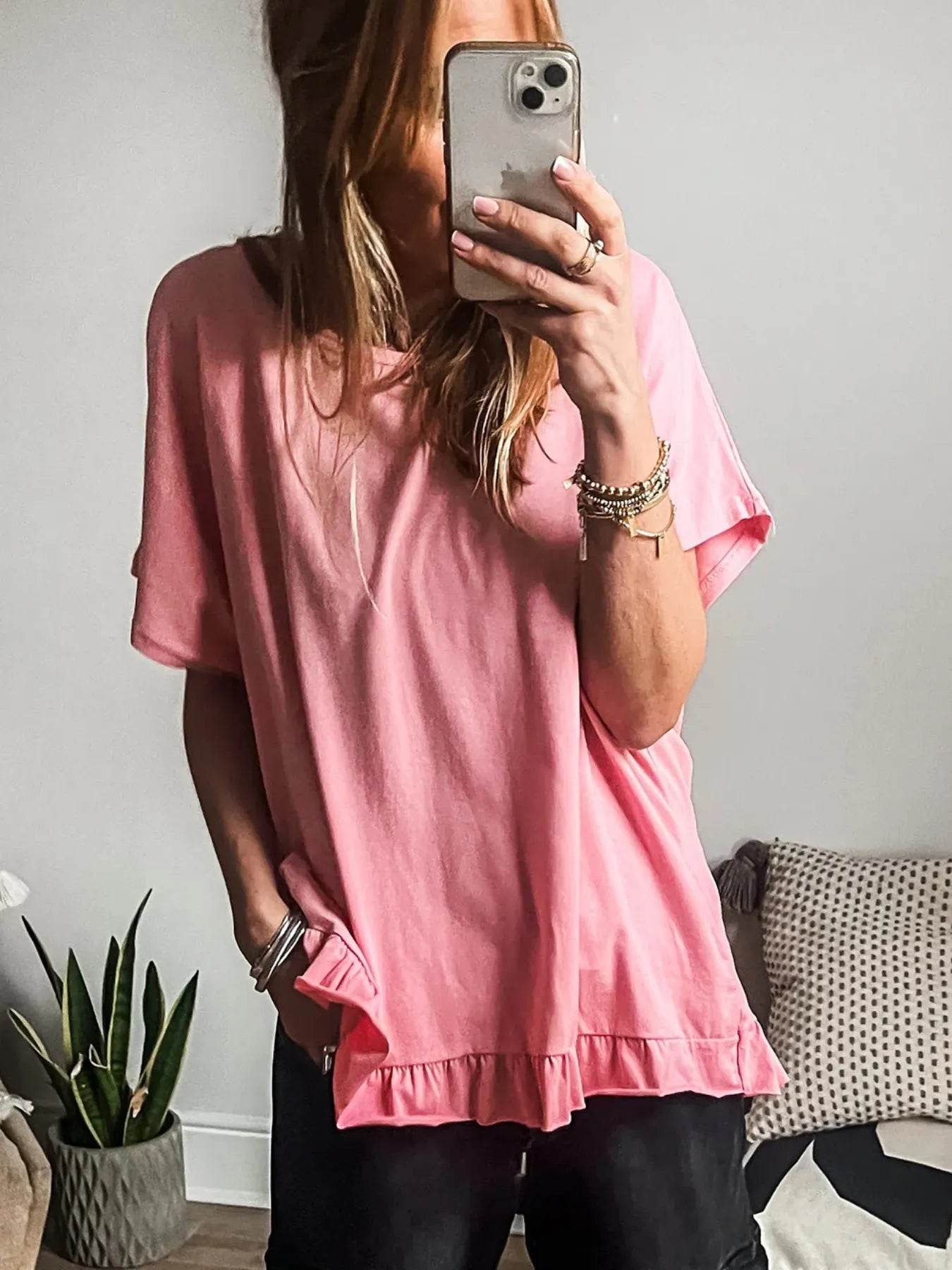 Ruffle Hem Round Neck Relaxed T-Shirt Trendsi 2ebc000d-8762-4531-86aa-5625e2e6f124-Max-Origin