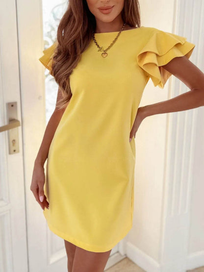 Ruffled Layered Short Sleeve Mini Dress Yellow Trendsi 2ecdf2b3-eb9e-4fc8-a01d-9c160244775c-Max-Origin