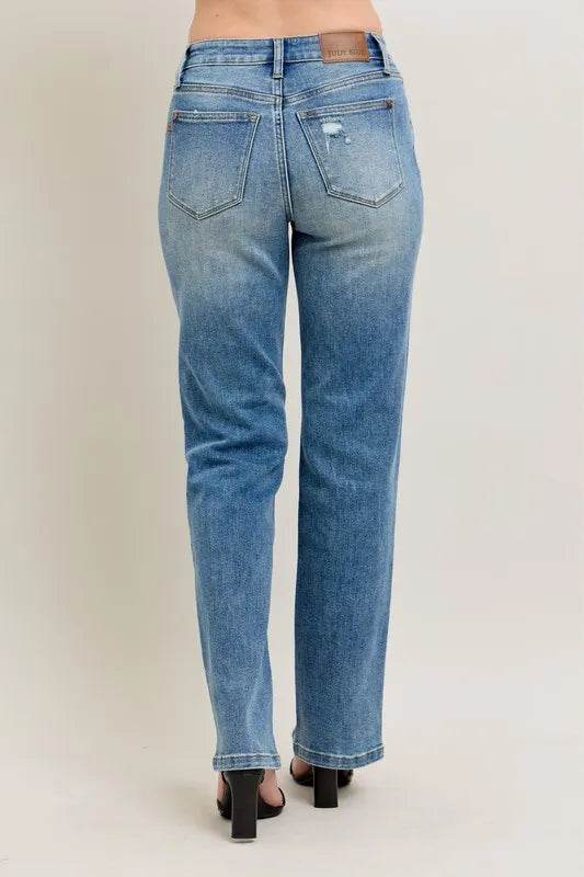 Judy Blue Full Size High Waist Vintage Wash Front Seam & Slit Straight Plus Size Trendsi 2f5100b7f34d4edaa455ac99e1350750-Max-Origin