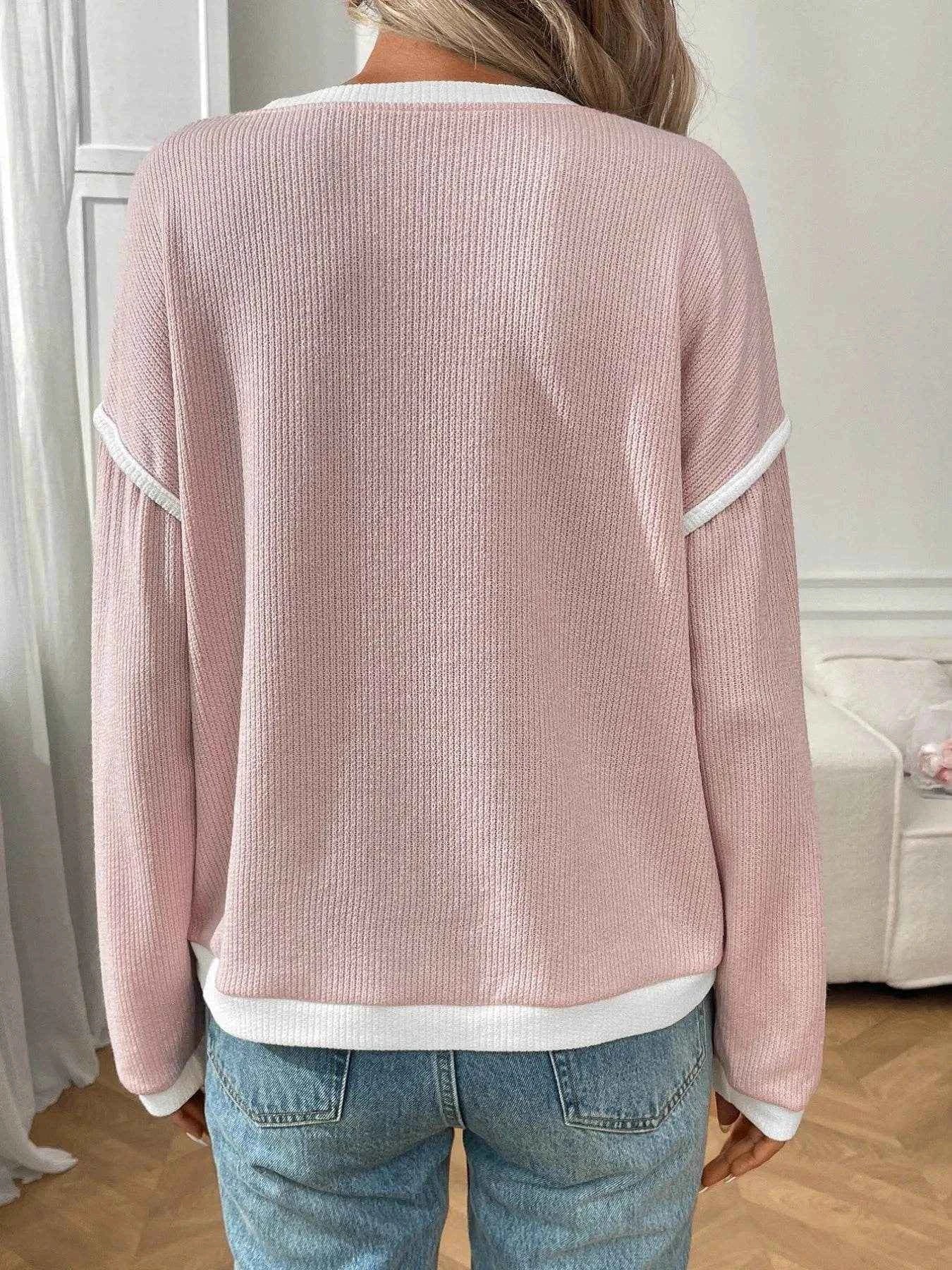 Ribbed Contrast Trim Long Sleeve Top Trendsi 2fced46b-c42e-46d8-932d-f1ca7bee4f6a-Max-Origin