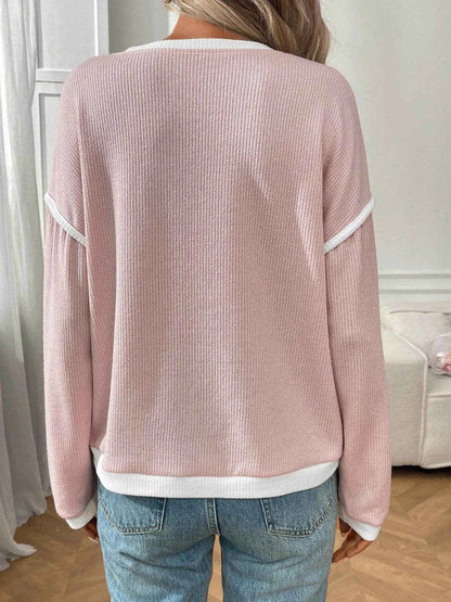 Ribbed Contrast Trim Long Sleeve Top Trendsi 2fced46b-c42e-46d8-932d-f1ca7bee4f6a-Max-Origin