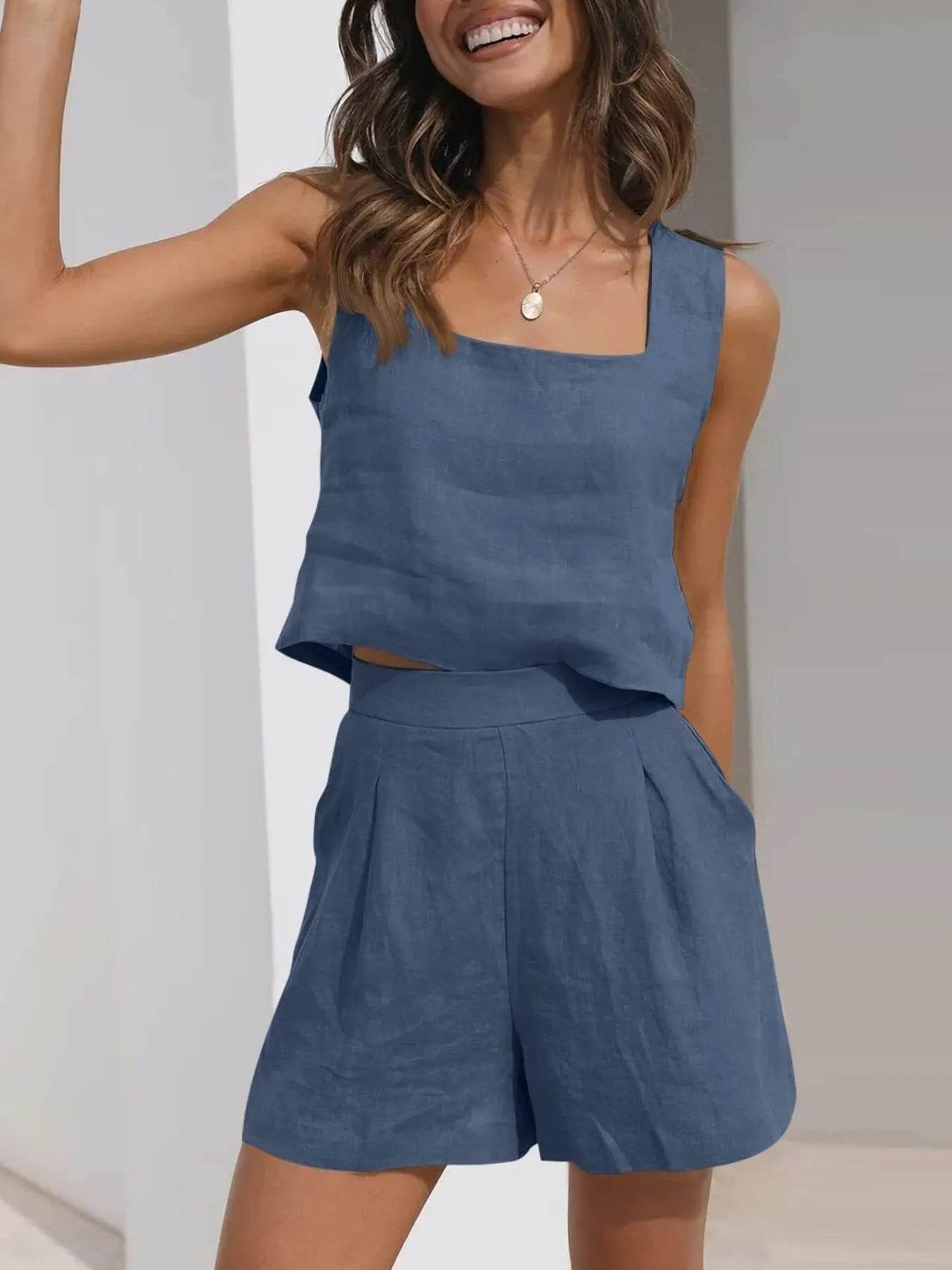 Square Neck Tank and Shorts Set Sapphire Blue Trendsi 2fe0fde1c0884d0086745b0e0bbb1094-Max-Origin