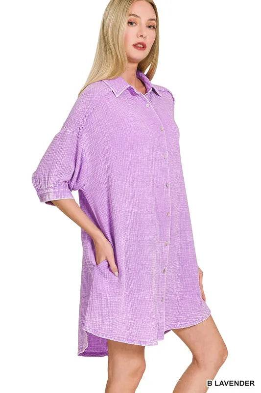 Zenana Washed Double Gauze Button Down Shirt Dress Trendsi 2fe6435087d442fa8e26958d67640660-Max-Origin