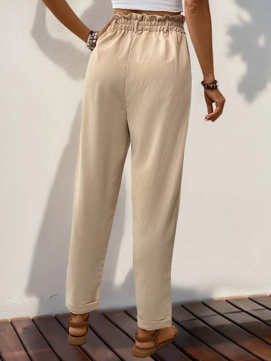 Perfee Frill High Waist Pants with Pockets Trendsi 2ff8e40e-3194-4c5a-bbcc-c17bf34489a1-Max