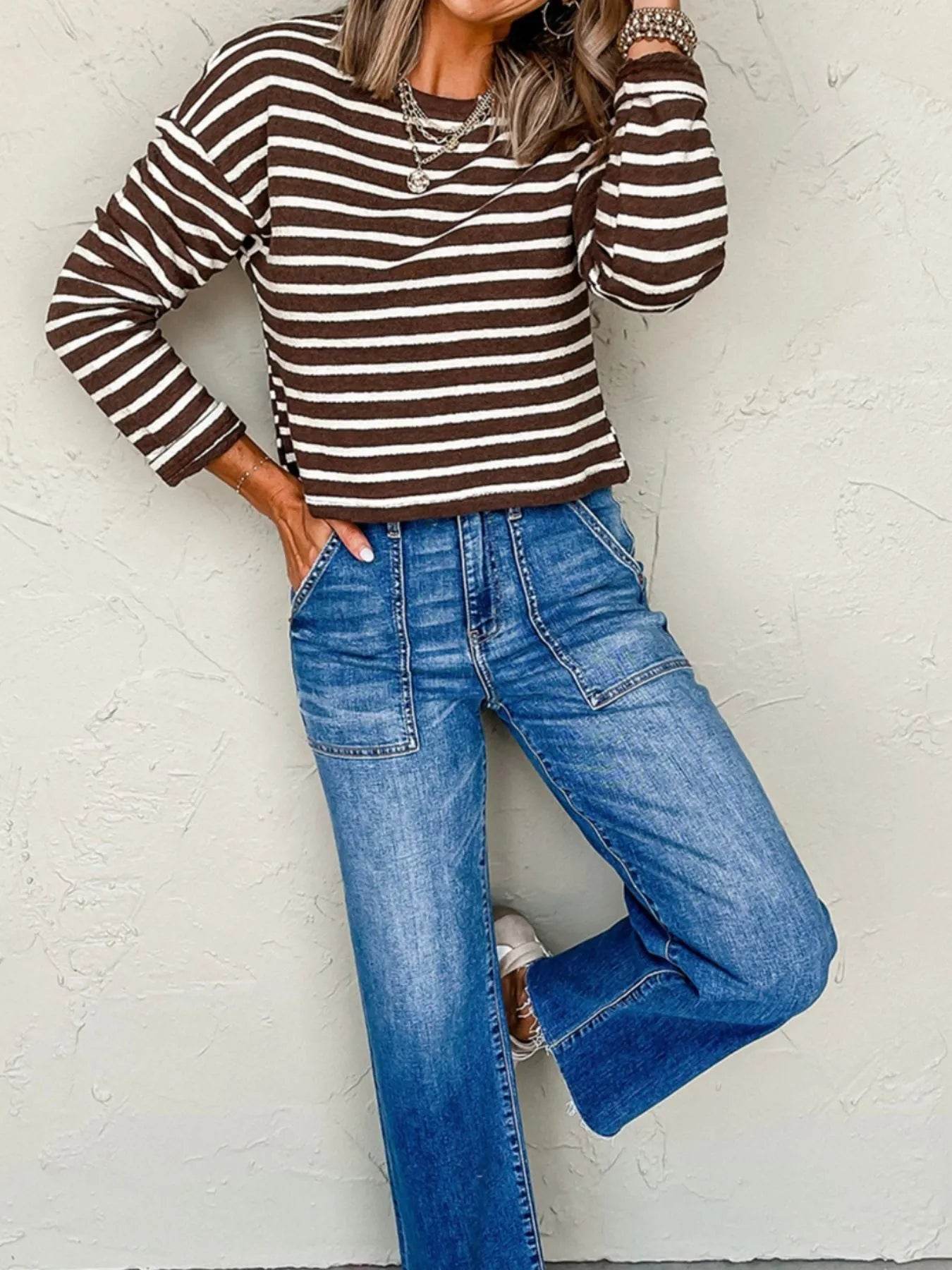 Stripe Cropped Crew Neck Long Sleeve T Shirt Trendsi 2ffd83cd-3b2c-474d-94ff-b6312efaabc2-Max-Origin