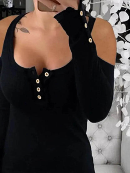 Cold Shoulder Ribbed Henley T-Shirt with Button Detail Black Trendsi 300c7f47-dbbe-4717-a786-c7bc2468509f-Max-Origin