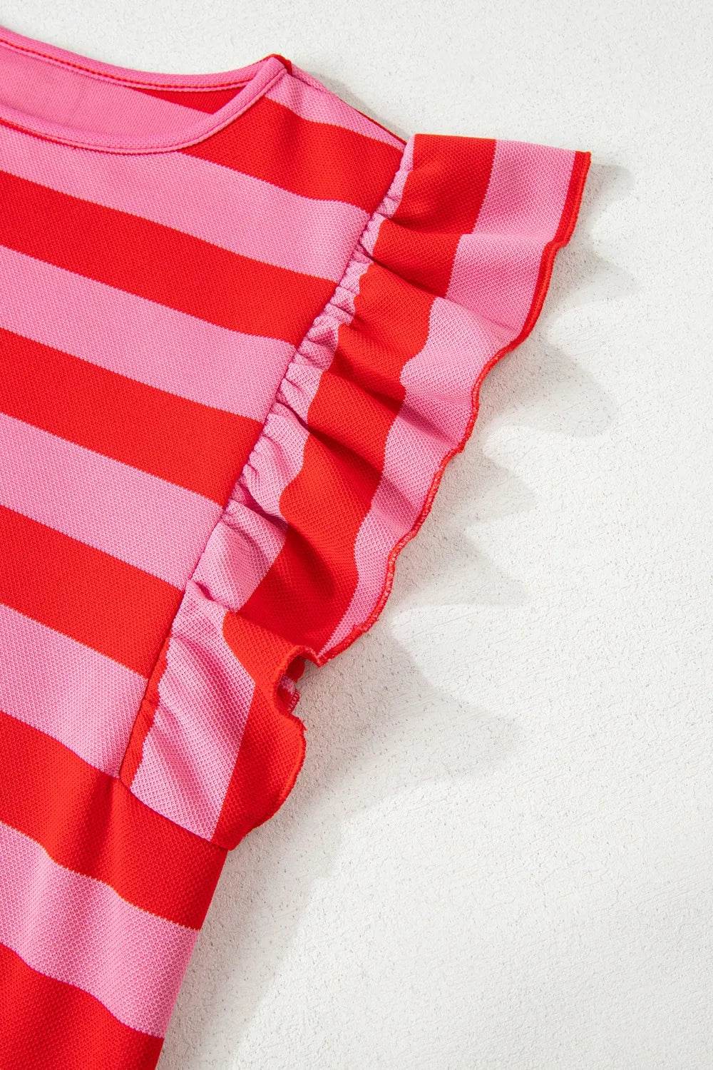 Striped Ruffle Sleeve Summer T-Shirt Trendsi 3022afa2-bdd9-463c-b07a-b53f038a2d35-Max-Origin