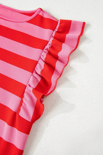 Striped Ruffle Sleeve Summer T-Shirt Trendsi 3022afa2-bdd9-463c-b07a-b53f038a2d35-Max-Origin