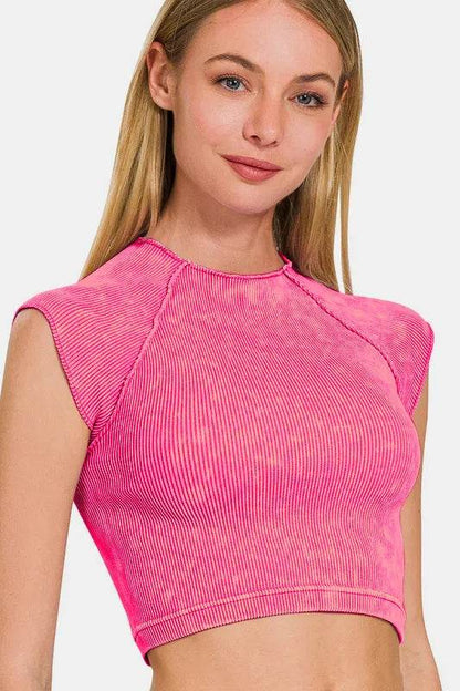 Zenana Ribbed Round Neck Cropped Top Trendsi 30249a96-ca58-4c74-b4f7-82b604b2b44a-Max