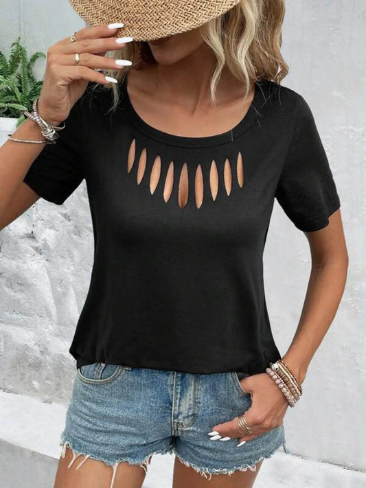 Hollow Out Neckline Short Sleeve T-Shirt Trendsi 30447defcc224ceaa743ca3caf1b58dc-Max-Origin