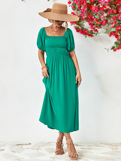 Off-Shoulder Balloon Sleeve Midi Dress Trendsi 307f9eb667f94c3faca2ed4cf454b354-Max