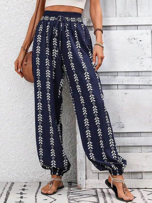 Tied Printed High Waist Pants Dark Blue Trendsi 30b92376-0746-4c29-9c91-aa34afe05ff3-Max