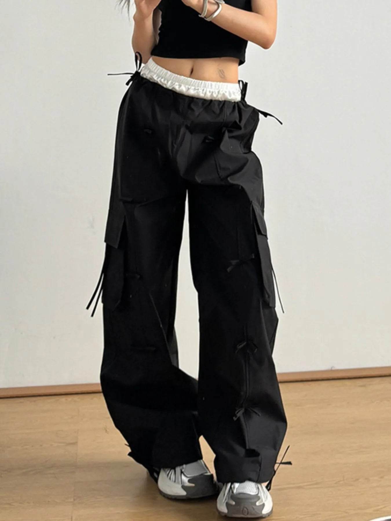 Bow Elastic Waist Cargo Pants Black Trendsi 30ba495d-3c08-4f7a-94ef-76117d135acd-Max-Origin