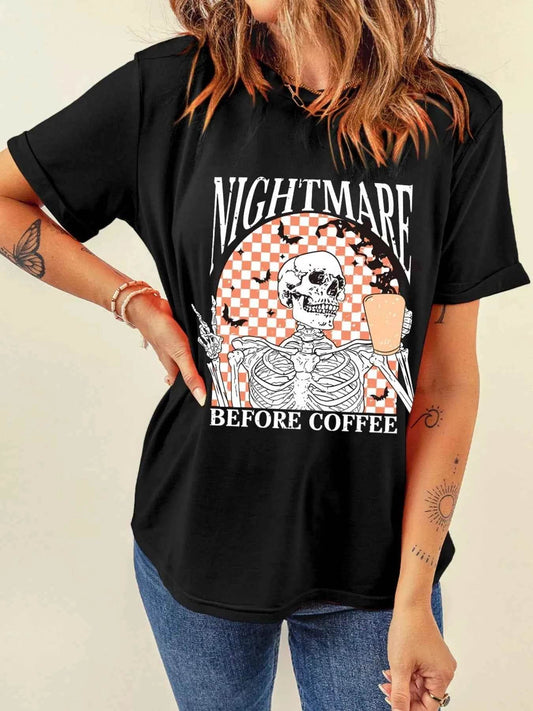 Halloween Skull Checkerboard Graphic Round Neck Tee Trendsi 30d32c166f344d71b34f55cd4cf96266-Max-Origin