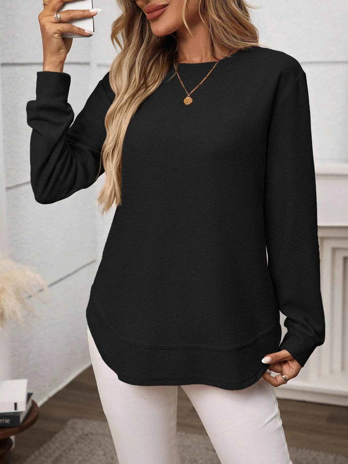 Long Sleeve Round Neck T-Shirt Trendsi 311e3b74e04042bfb000cdde3af22a9f-Max-Origin