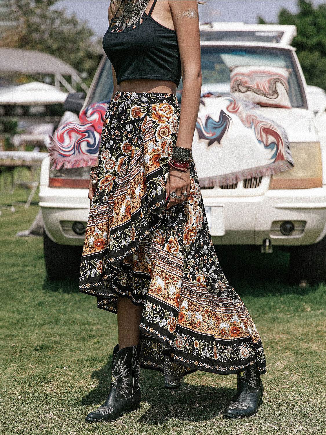 Printed High-Low Ruffle Hem Skirt Trendsi 311e7a0e3c93471a958b4e927a9981dd-Max