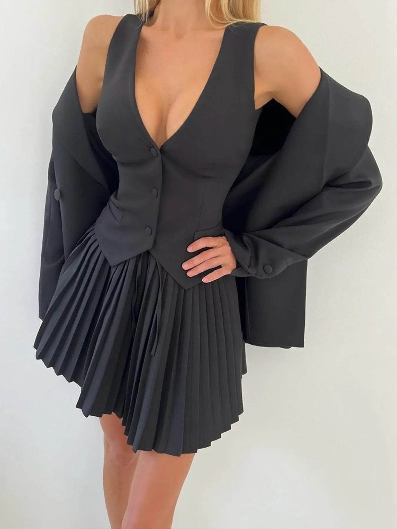 Button Up Vest and Pleated Mini Skirt Set Trendsi 312b0af65c8b4931a727188147e19cf0-Max-Origin