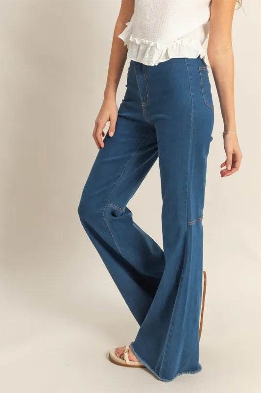 HYFVE Raw Hem High-Waist Washed Flared Jeans Trendsi 3158030a-7e91-4b8a-ae2f-6ac523c0c281-Max-Origin