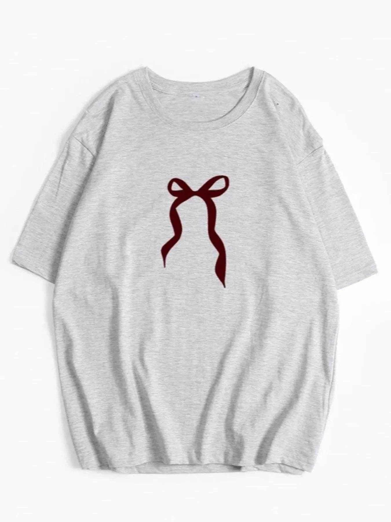 Plus Size Bow Round Neck Short Sleeve T-Shirt Light Gray Trendsi 31723720-cd17-49ce-aa9b-02615bd07c6c-Max-Origin
