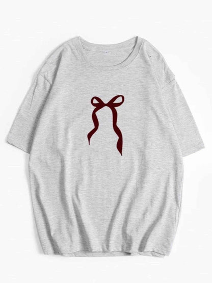 Plus Size Bow Round Neck Short Sleeve T-Shirt Light Gray Trendsi 31723720-cd17-49ce-aa9b-02615bd07c6c-Max-Origin