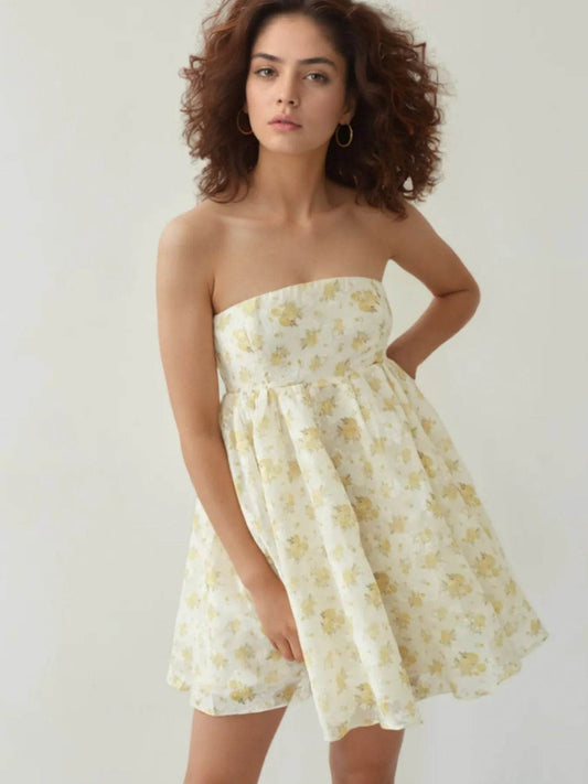 Strapless Floral Print Summer Dress Pastel Yellow Trendsi 3199bd4a-9b76-425e-ad5e-e053cd9ed323-Max-Origin