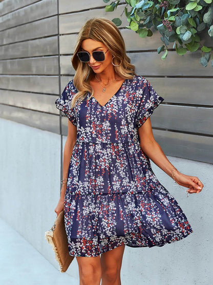 Floral Print V-Neck Ruffle Tiered Summer Mini Dress Navy Trendsi 31bb4623da864ce399d79d96c3c87730-Max-Origin