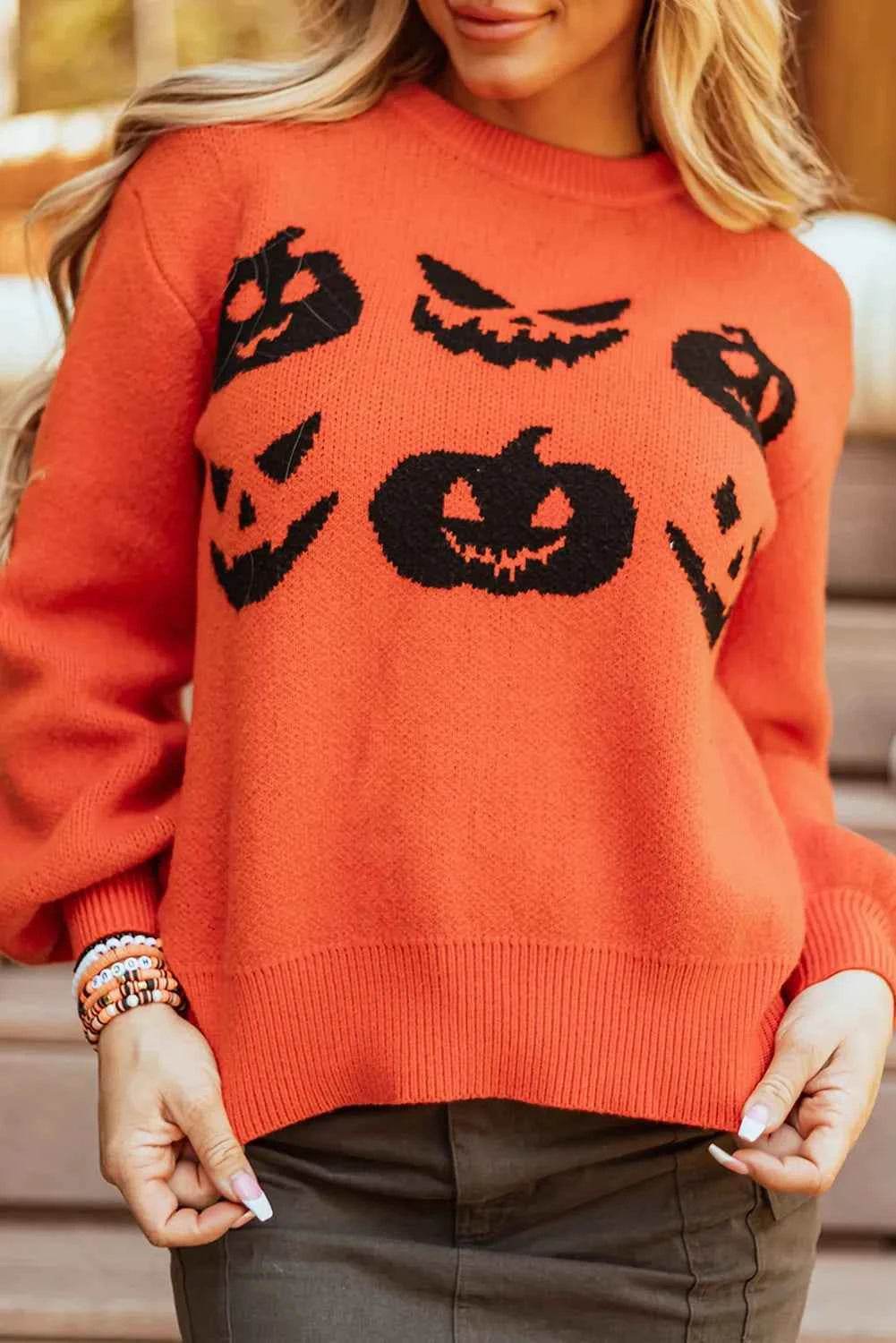Pumpkin Pattern Round Neck Sweater Orange Trendsi 31d2a13c-7978-4e6a-8dcc-598692b0f733-Max