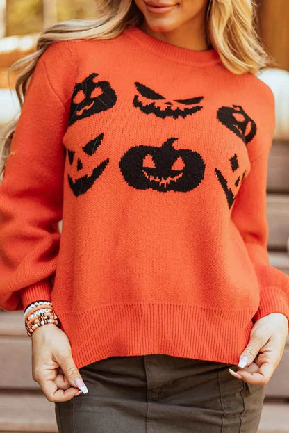 Pumpkin Pattern Round Neck Sweater Orange Trendsi 31d2a13c-7978-4e6a-8dcc-598692b0f733-Max