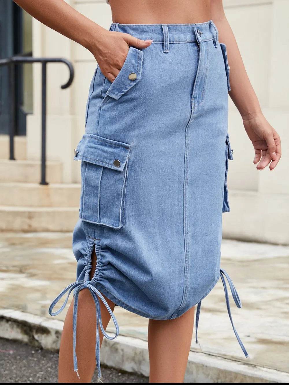 Drawstring Denim Skirt with Cargo Pockets Trendsi 31d96bf0-e63b-4fe2-b69f-c9654b9e2aa2-Max