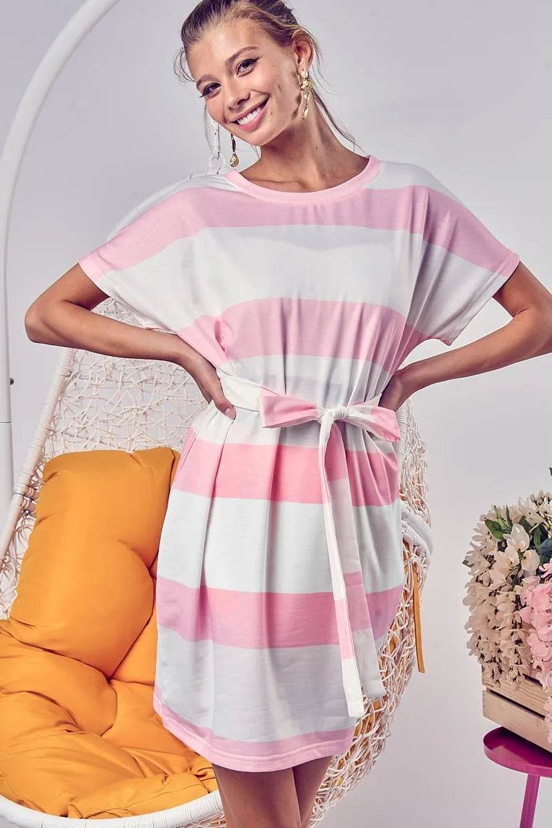 BiBi Tie Front Striped Short Sleeve Dress Trendsi 325427dbf02040b1b2cb2882c8ce53ea-Max-Origin