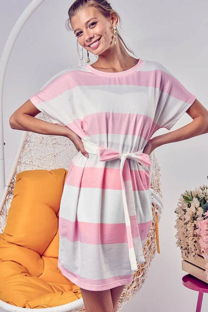 BiBi Tie Front Striped Short Sleeve Dress Trendsi 325427dbf02040b1b2cb2882c8ce53ea-Max-Origin