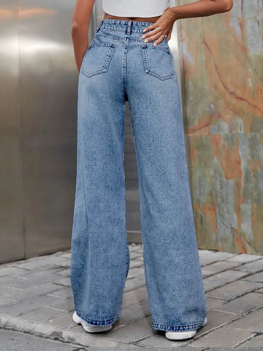 Distressed Wide Leg Jeans with Pockets Trendsi 326311ff-8719-4c25-bc6e-c7f41f88bb85-Max