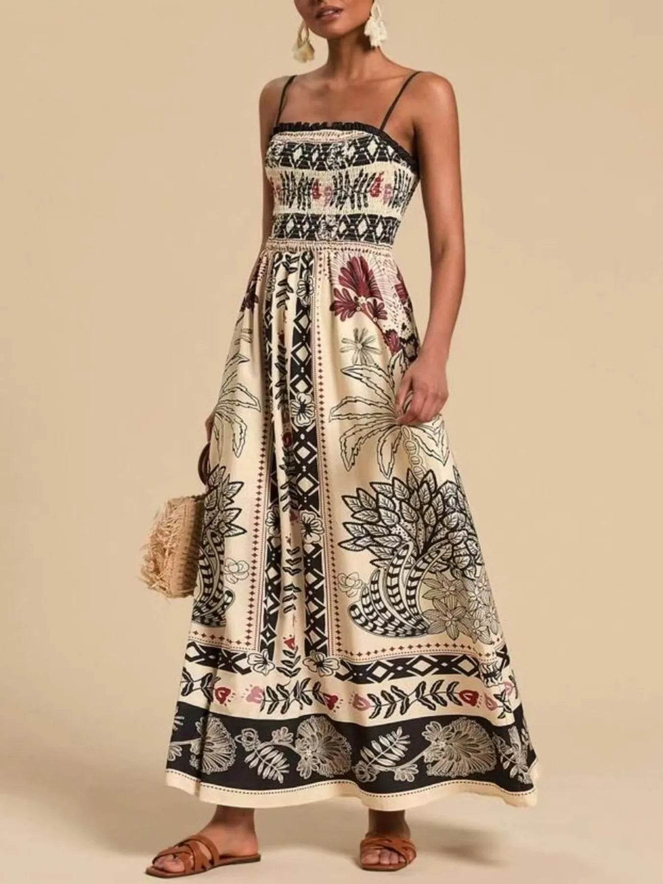 Smocked Printed Spaghetti Strap Maxi Summer Dress Trendsi 32c9e028e81b42dbb817303787bea69b-Max-Origin