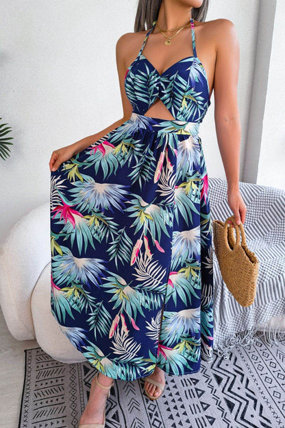 Botanical Print Tied Backless Cutout Slit Dress Dark Blue Trendsi 32fd4cb97acb44e88c298103c45dfb2b-Max