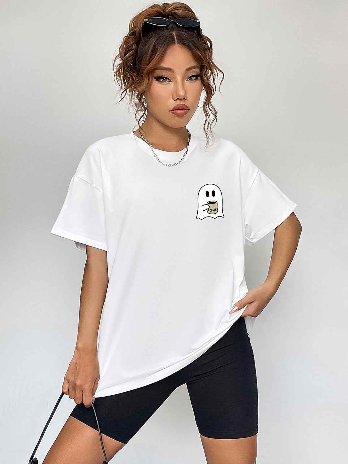 Round Neck Short Sleeve Ghost Graphic T-Shirt Trendsi 330a9b543b434ad99be0d40f5ab02f1e-Max