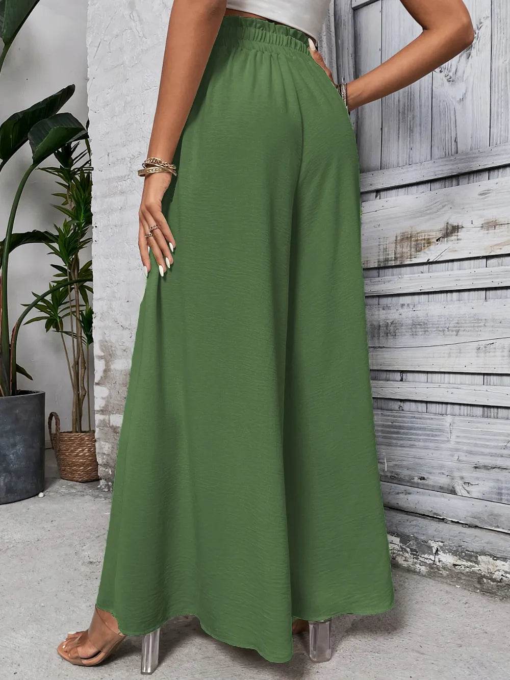 Honey Tied High Waist Wide Leg Pants Matcha Green Trendsi 330e1443-44b7-4589-bf93-2d130e84453c-Max