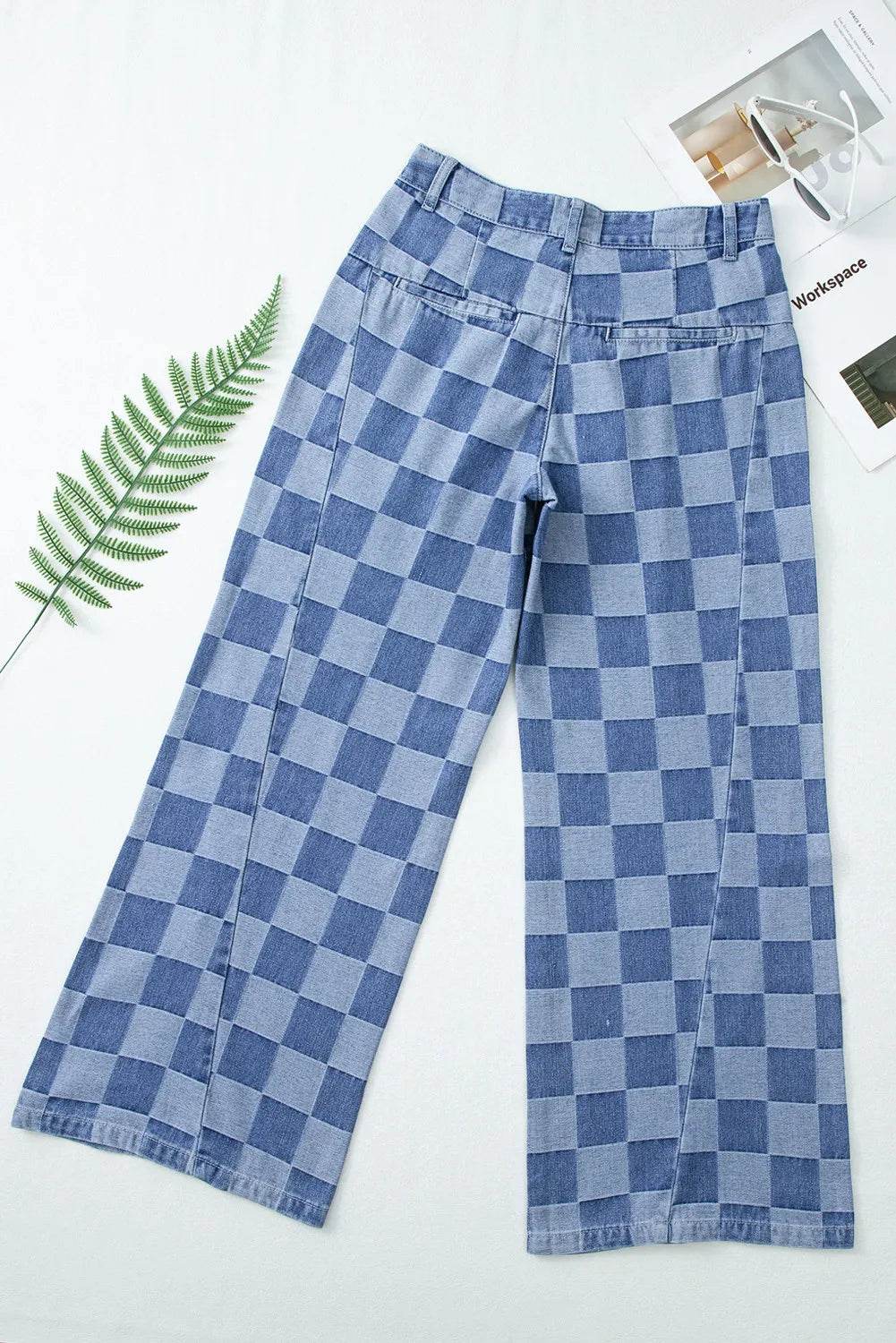 Checkered Wide Leg Jeans with Pockets Trendsi 33252ee4-a451-45c8-87e2-10c33f89c814-Max
