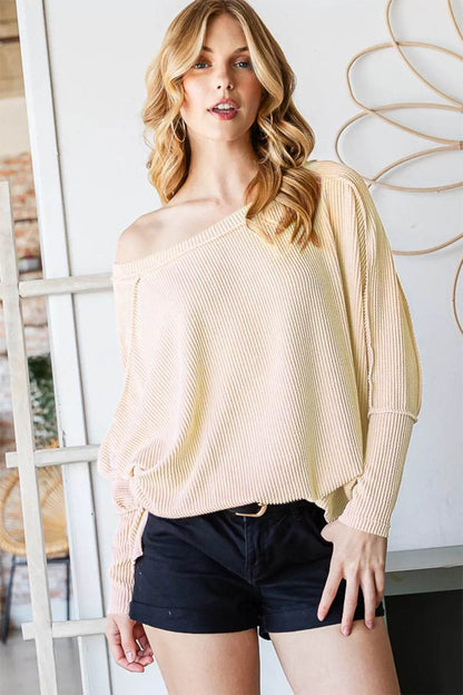 Reborn J Exposed Seam Lantern Sleeve Top Trendsi 332707eb-71d1-4043-9ce1-5cd8ab4b0cdd-Max