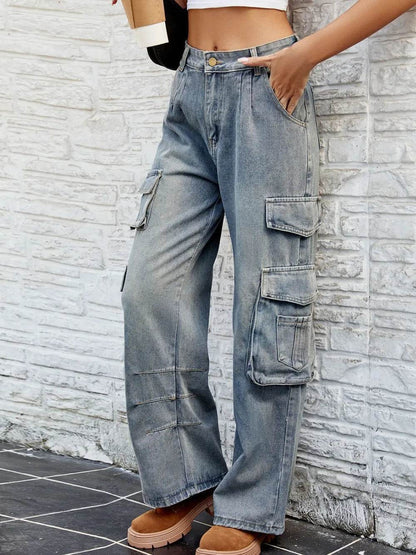 Washed Jeans with Pockets Trendsi 33409397-c1c2-47a5-889d-46c8a3a517d1-Max