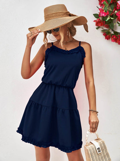 Frill Trim Spaghetti Strap Mini Dress Trendsi 335d06de40124a81b6eef568dc6ce746-Max