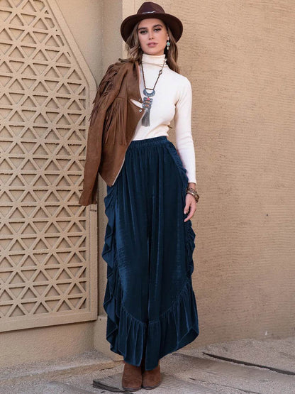 Slit Ruffled Wide Leg Pants Trendsi 336a7be9-4455-4fb2-ab13-607f265fc822-Max
