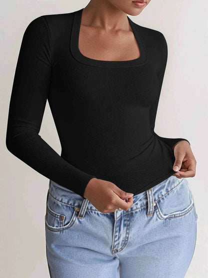 Square Neck Long Sleeve T-Shirt Trendsi 337781fde9ba4914ba47824017f800fa-Max-Origin