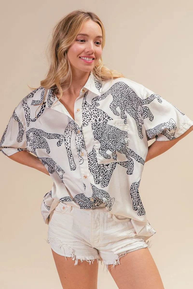 BiBi Leopard Print Short Sleeve Silky Satin Shirt Top Trendsi 33b6bb61d55f4253940b03ca05b07d99-Max-Origin