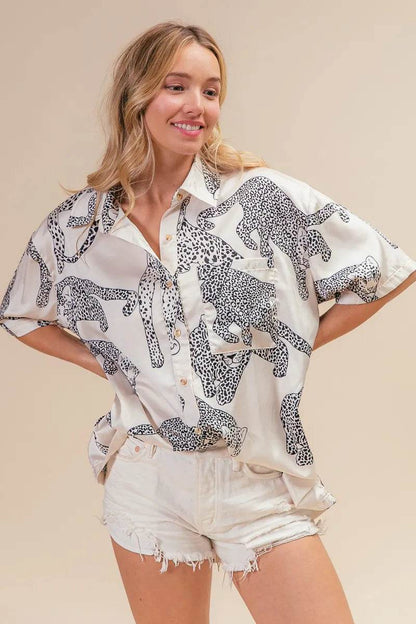 BiBi Leopard Print Short Sleeve Silky Satin Shirt Top Trendsi 33b6bb61d55f4253940b03ca05b07d99-Max-Origin