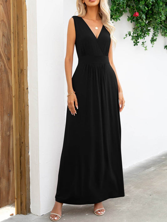 Surplice Neck Sleeveless Maxi Dress Black Trendsi 33e35706284f4f6b83c2004bc4bee37a-Max
