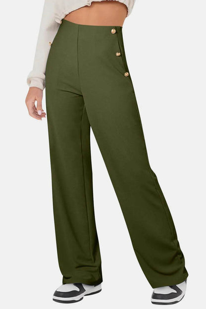Decorative Button High Rise Pants Army Green Trendsi 33f5e733-2ebd-4081-a10e-22720bb65fc6-Max